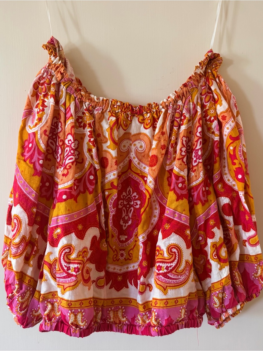 Haute Hippie Off-Shoulder Tunic in Pink, Orange & Yellow